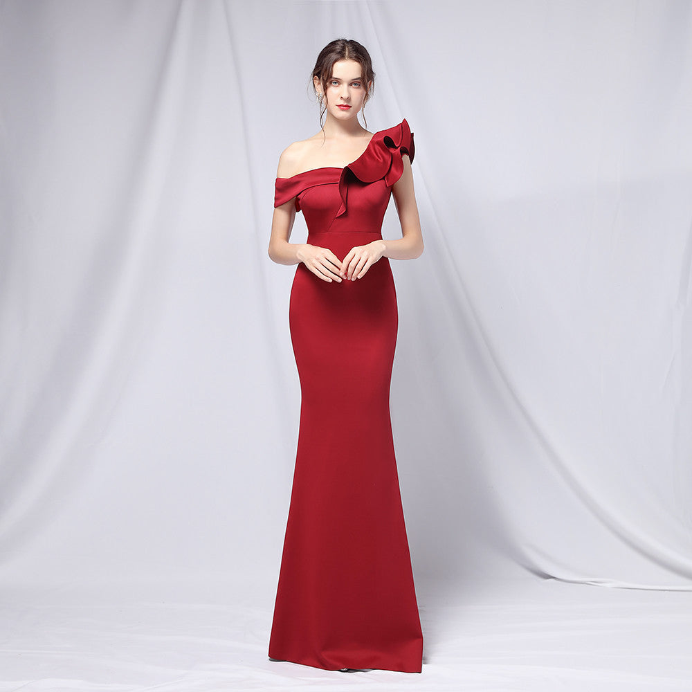 Schulterfreies Bankett-Abendkleid Maxi Party Langes Elegantes Schlankes Sexyes Meerjungfrauenkleid Festliches Abendkleid