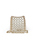 Personalized Minority Metal Texture Design Shoulder Bag Handmade Beaded Hollow Out Cutout Shiny Small Square Bag Messenger Bag