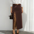 Summer Side Slit Stitching Lace Sexy See through Skirt All Matching Elegant Graceful Women Commuting Wear（Without belt）