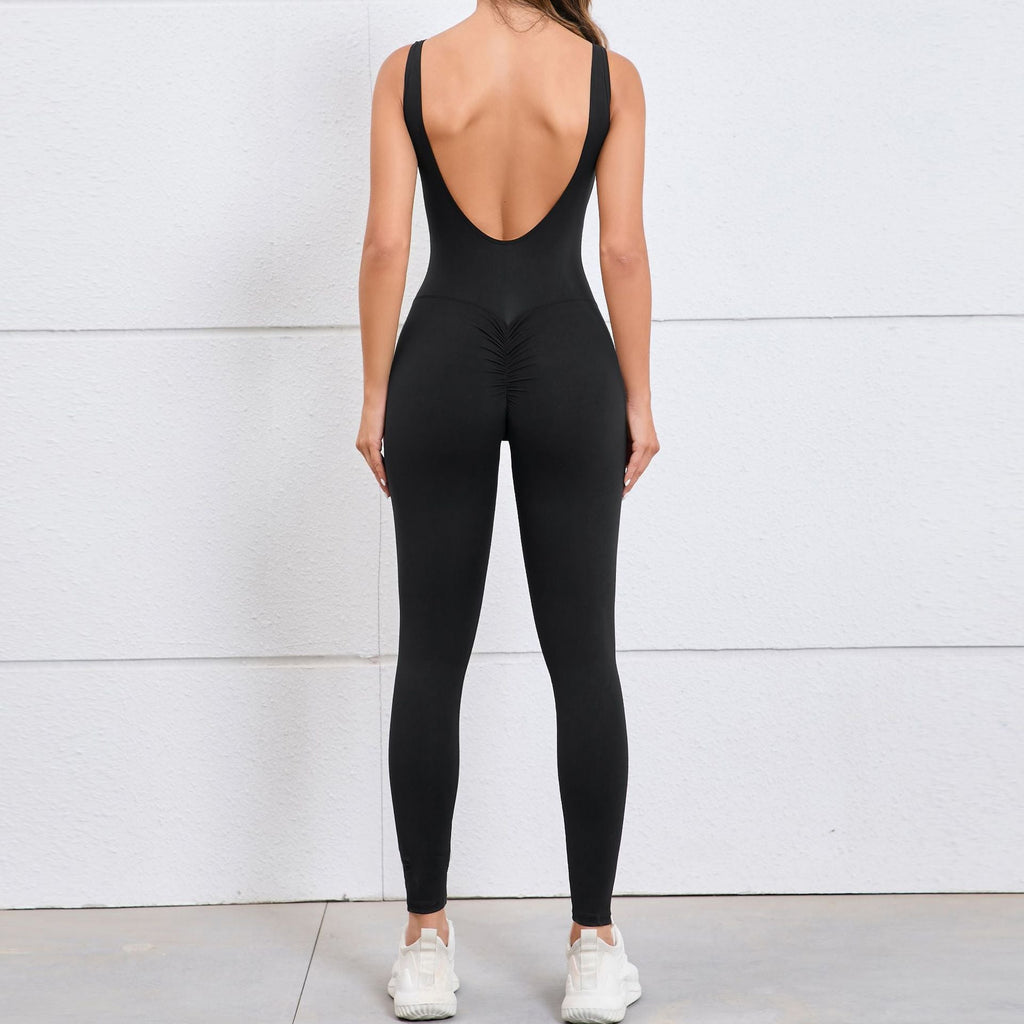 Hollow Out Cutout Beauty Back Peach Hip Tight Yoga Jumpsuit Naked Women Sense Quick Drying Sports One Piece Workout Clothes