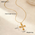 Elegance Retro Advanced Necklace Stainless Steel 18K Gold Color Diamond Rose Cross Embellished