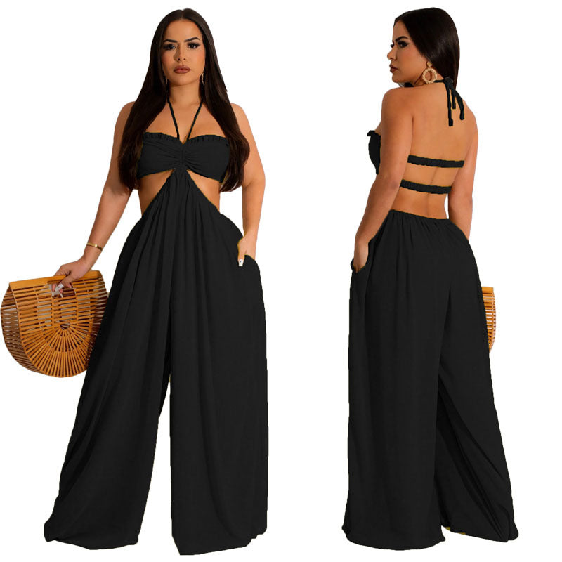 Damenbekleidung Frühling Sommer Einfarbig Sexy Lockerer Rückenfreier Overall