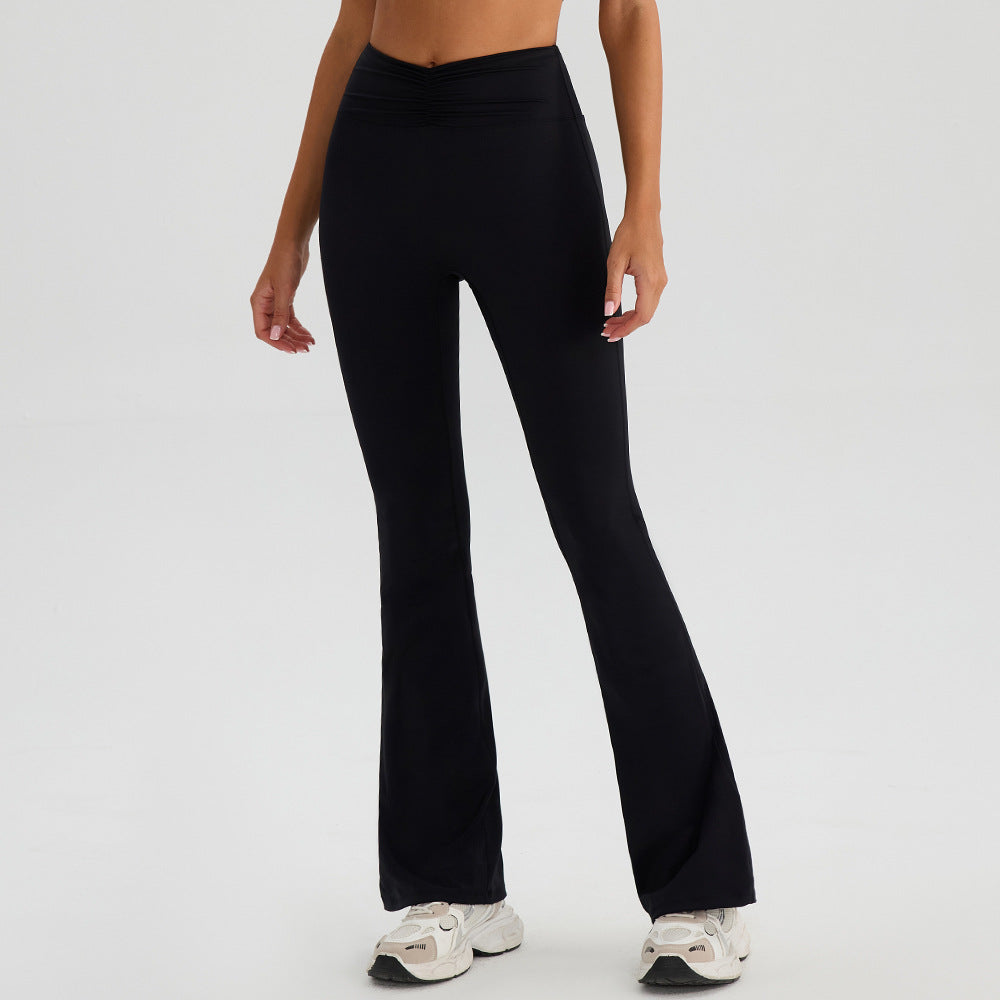 Nude Feel High Waist Hüftlifting Yoga Hose Schlaghose Lauf Fitness Hose Schlankmachende Enge Atmungsaktive Sporthose