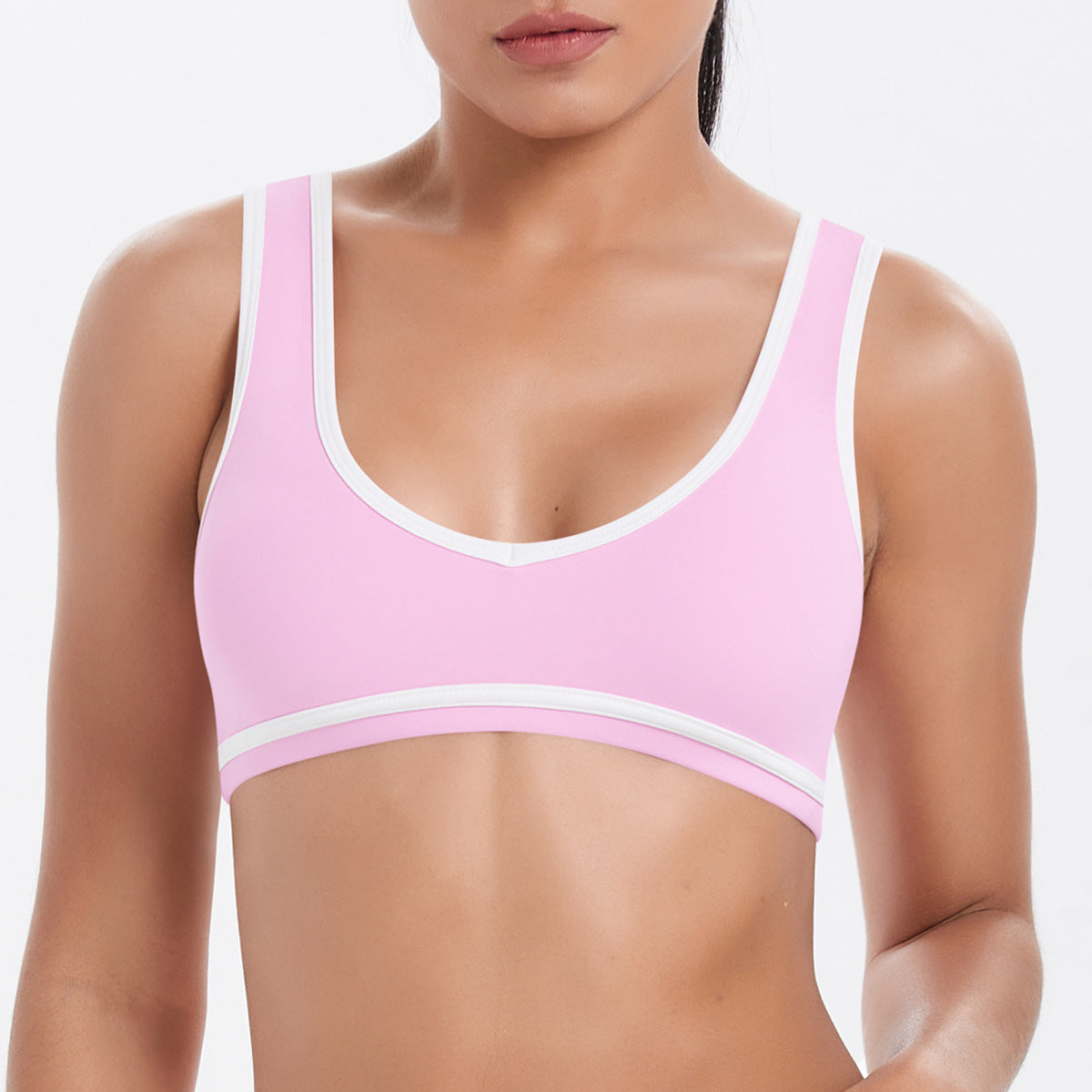 Enges Nude-Gefühl Kontrastfarben Sport-Rückenformer Damen Rückenfreier Yoga-BH Tennis-Workout-Kleidung Oberbekleidung Sport-Top