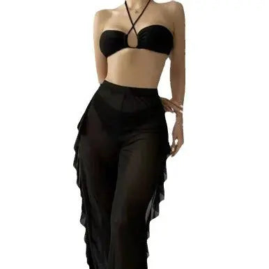 Mesh Solid Color Three-Piece Bikini Split Thong Sexy Swimsuit AliExpress Amazon European and American New SHOPEZRA L.L.C.