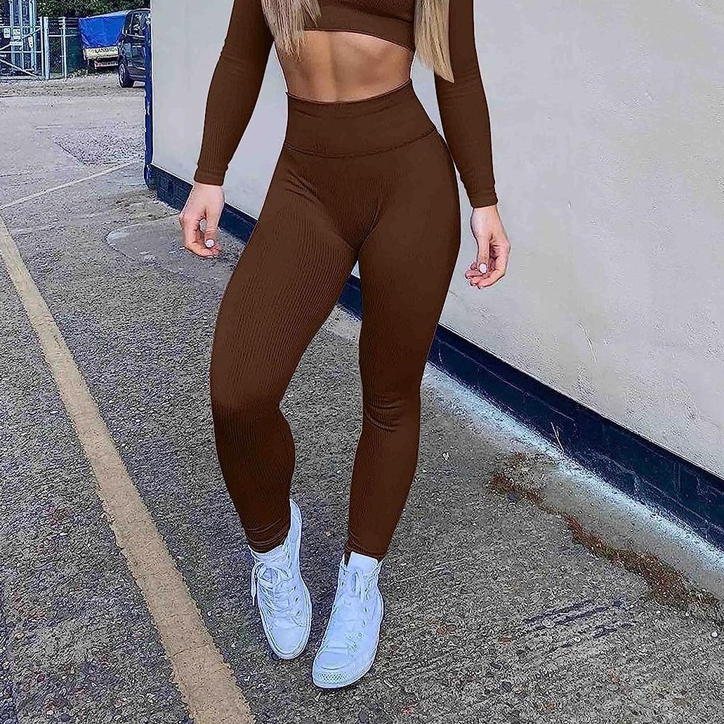 Damen Hosen Yoga Leggings Workout High Waist Trainingshose