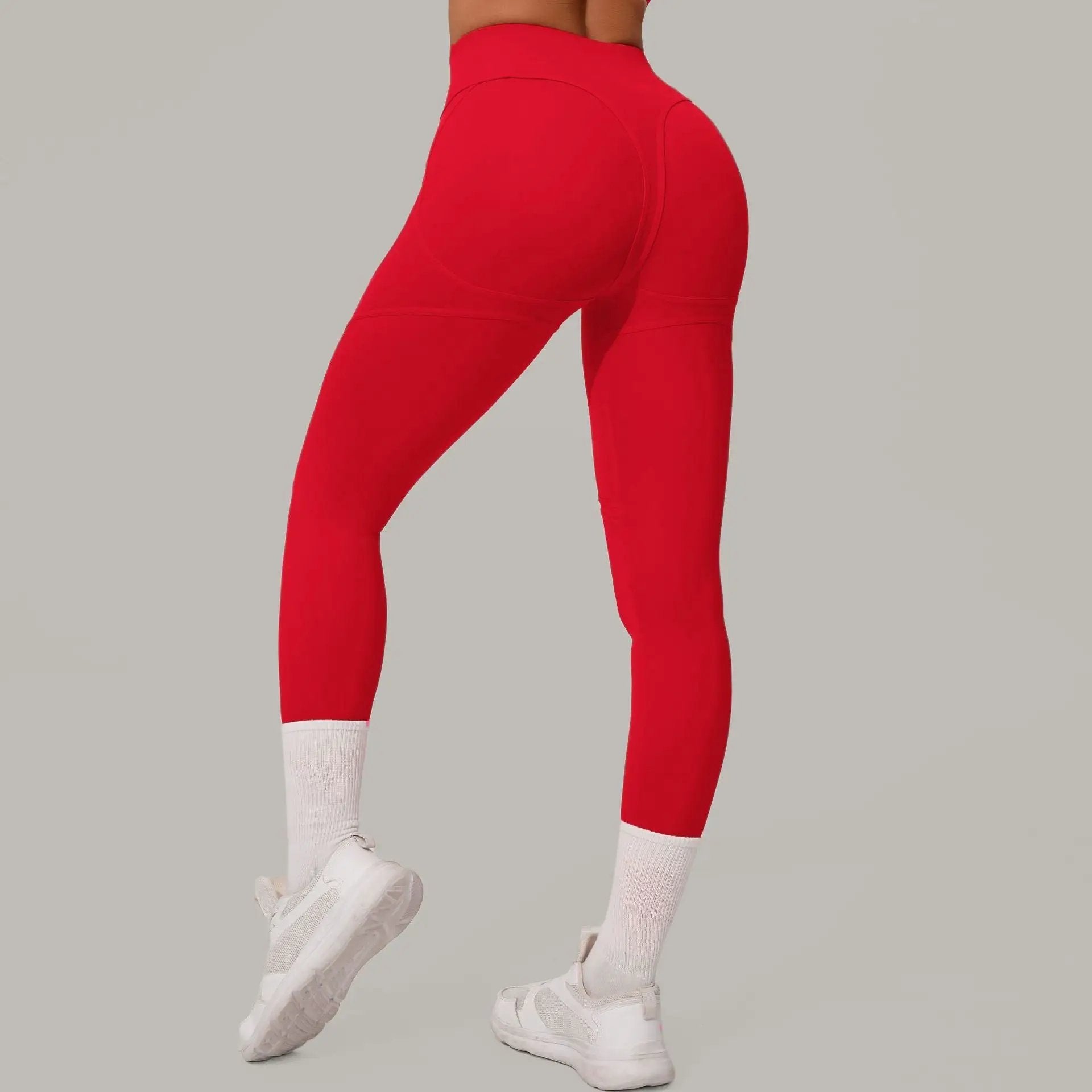 Autumn Sand High Waist Hip Lift Brushed Yoga Pants Running Quick Drying Fitness Pants Waist Slimming Hip Tight Sports Pants by Wanita Store