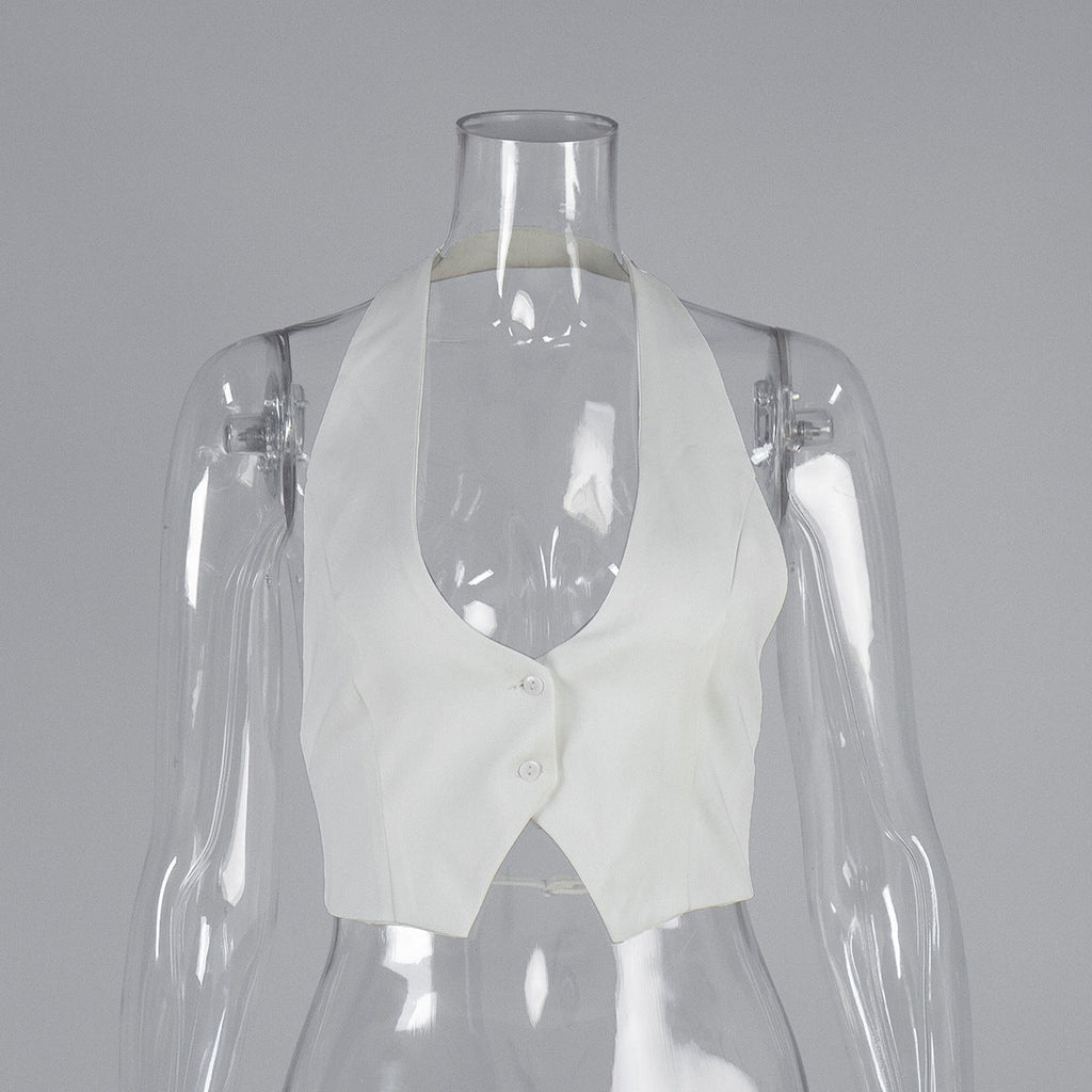 Kurzes Neckholder-Top Frühling Sommer Sexy Sexy Rückenloses Unterbrust Bustier Damen