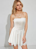 Summer Chiffon Dress Seaside Holiday Beach Dress Sexy Smocking A line Slip Dress