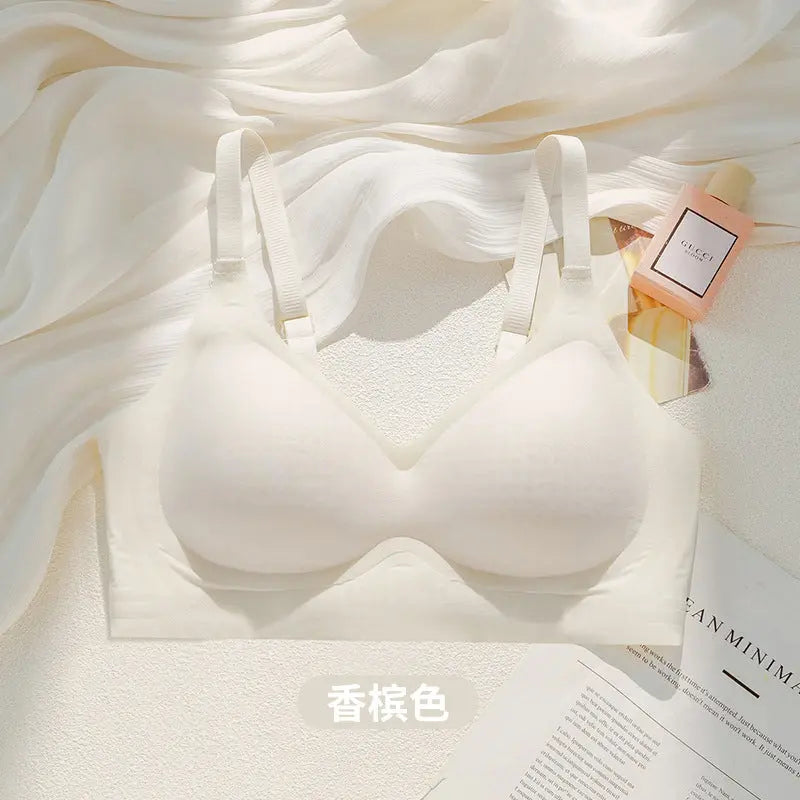 Summer Breathable Large Size Underwear Anti-Sagging Thin Push-Up Jelly Underwear Upper Support Breast Fixed Cup Women&