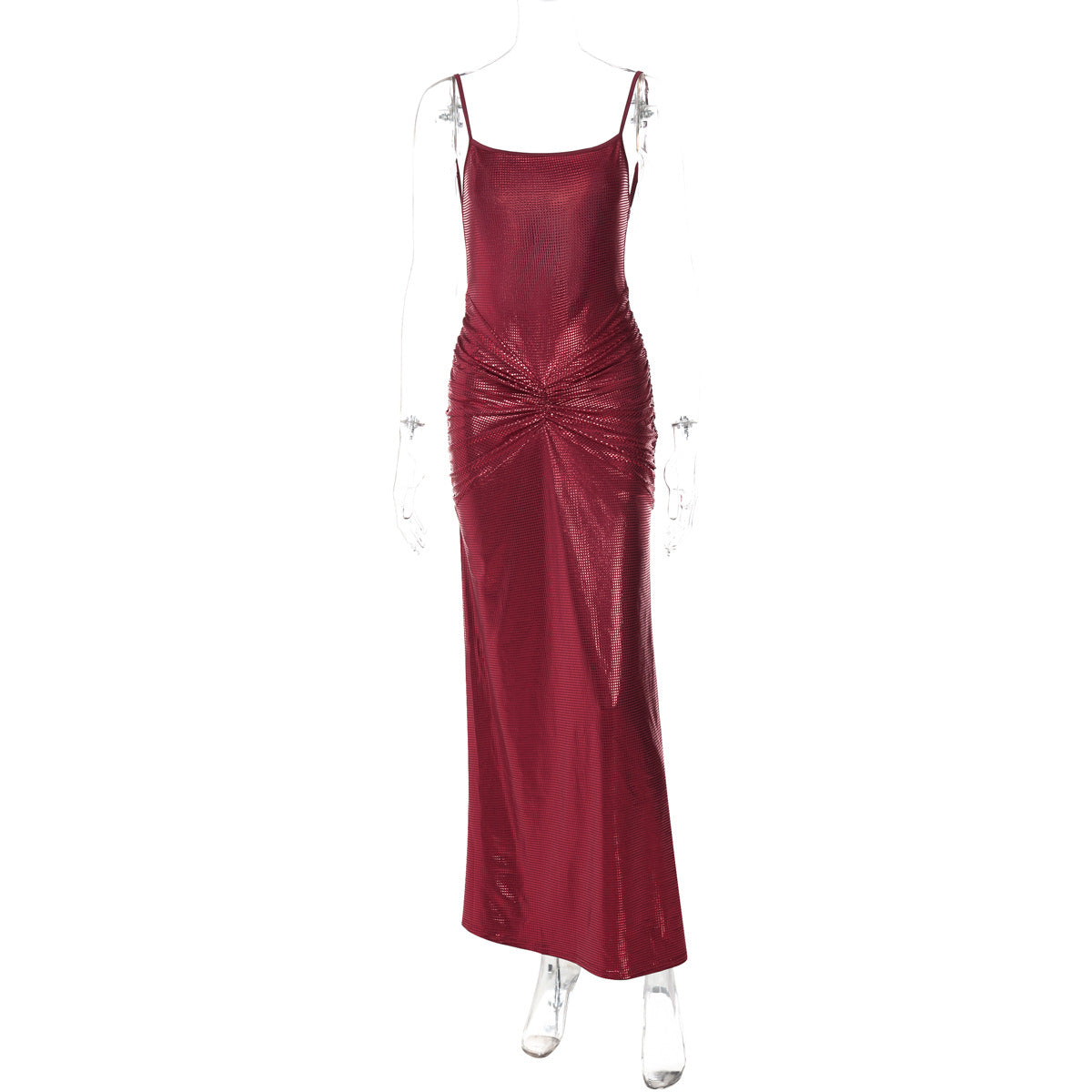 Sommer Damenbekleidung Sexy rückenfreies plissiertes Slim-Fit-Camisole-Kleid mit Bronzing-Effekt