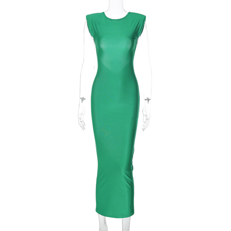 Damen sexy enges rückenfreies ausgeschnittenes Design Maxikleid Street Hipster taillenkontrolliertes Kleid Sommer