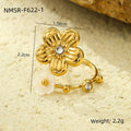 Floral 18K Gold Titanium Steel Ring Niche High Sense White Lip Shell Inlaid Zircon Women Ring