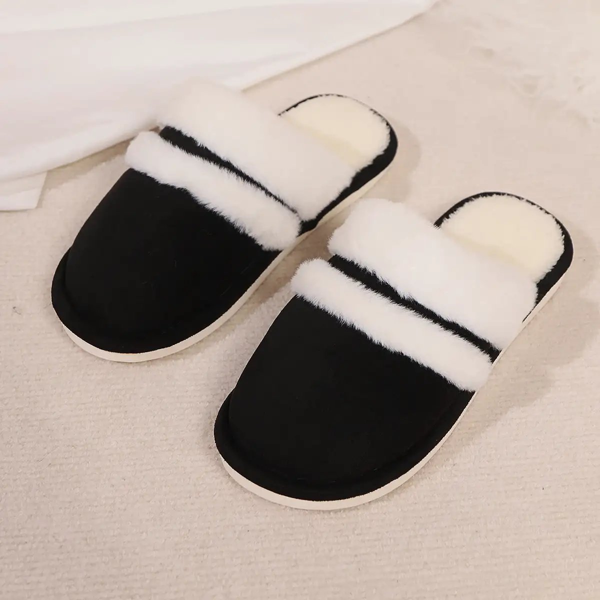 Fluffy Slippers Autumn Winter Warm Slugged Bottom Home Thickened Fleece Slippers Home Indoor Cotton Slippers by Wanita Store