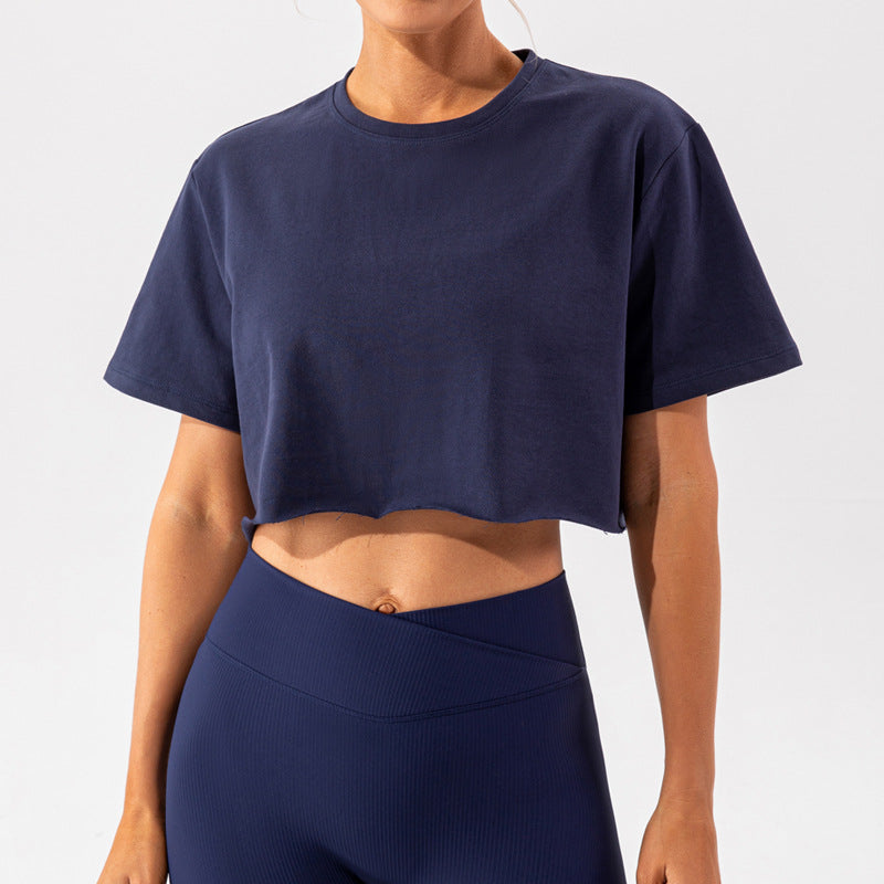 Outdoor Tanzsport Kurzarm Yoga-Anzug Damen Lässiges Lauf-Fitness-Top Lockeres Trainings-T-Shirt Damen