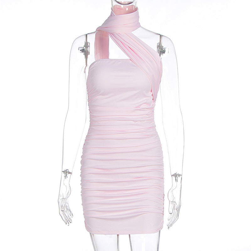 Summer Women Sexy Pure Want Tube Top Backless Slim Fit Figure Flattering Sheath Dress