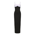 French Contrast Color off Shoulder Tube Top Cinched Waist Slim Sexy Bag Hip Length Dress