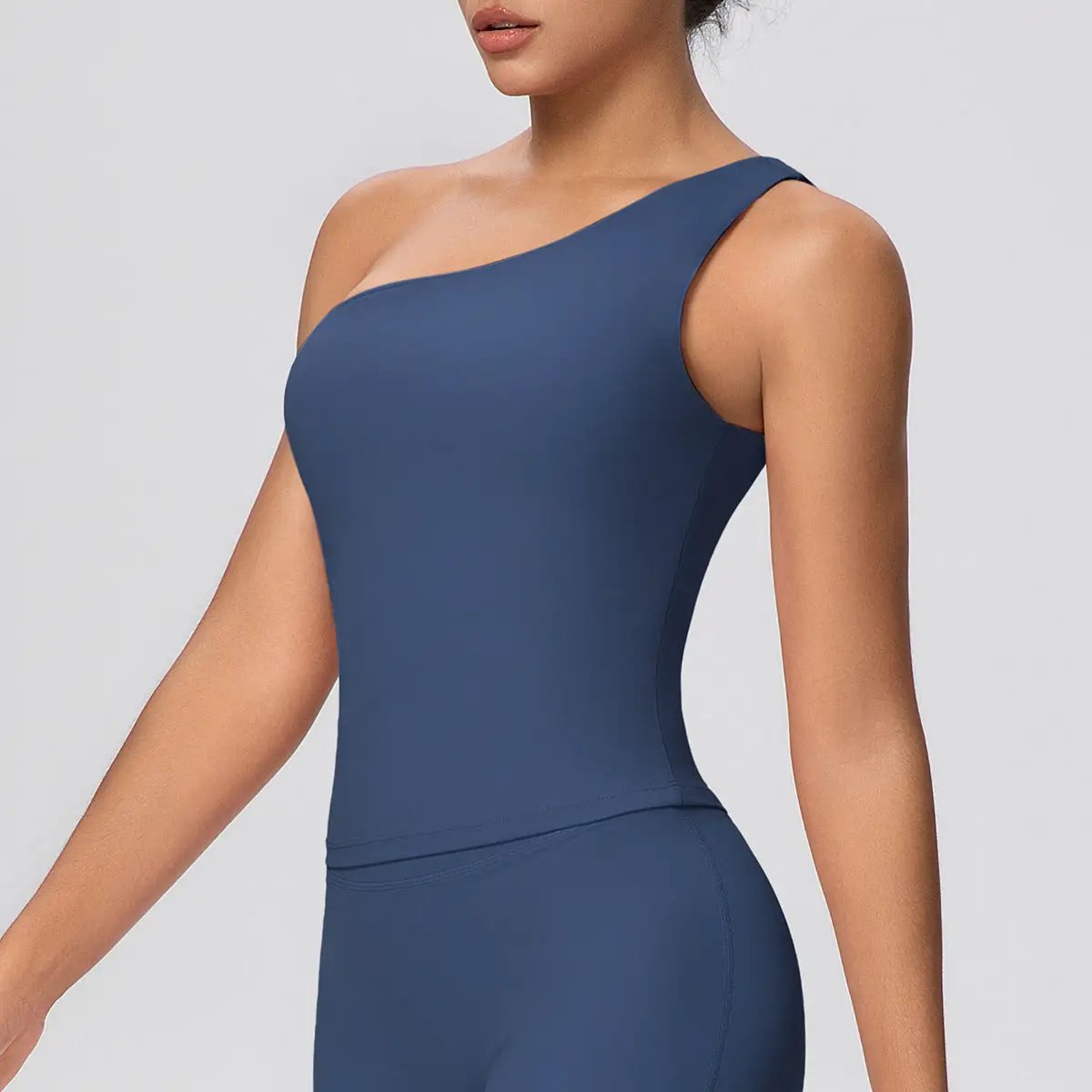 Cloud Sense Oblique One Shoulder Waist Yoga Clothes Sports Back Shaping Quick Drying Slim Fit Shaping Underwear Running Workout Vest by Wanita Store