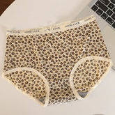 Ice Silk Seamless Underwear for Women, Hot Leopard Print Ice Silk Silk Protein Antibacterial Crotch Women&