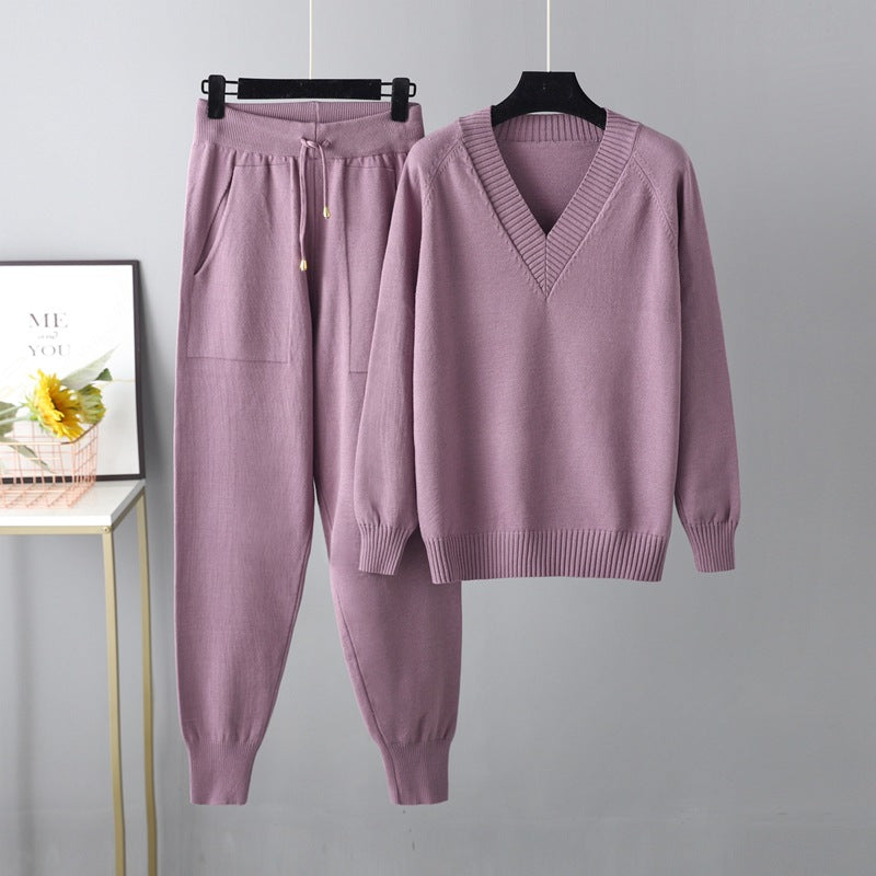Herbst Winter Pullover Haremshose Anzug Russisch Lässiger Pullover Zweiteiler