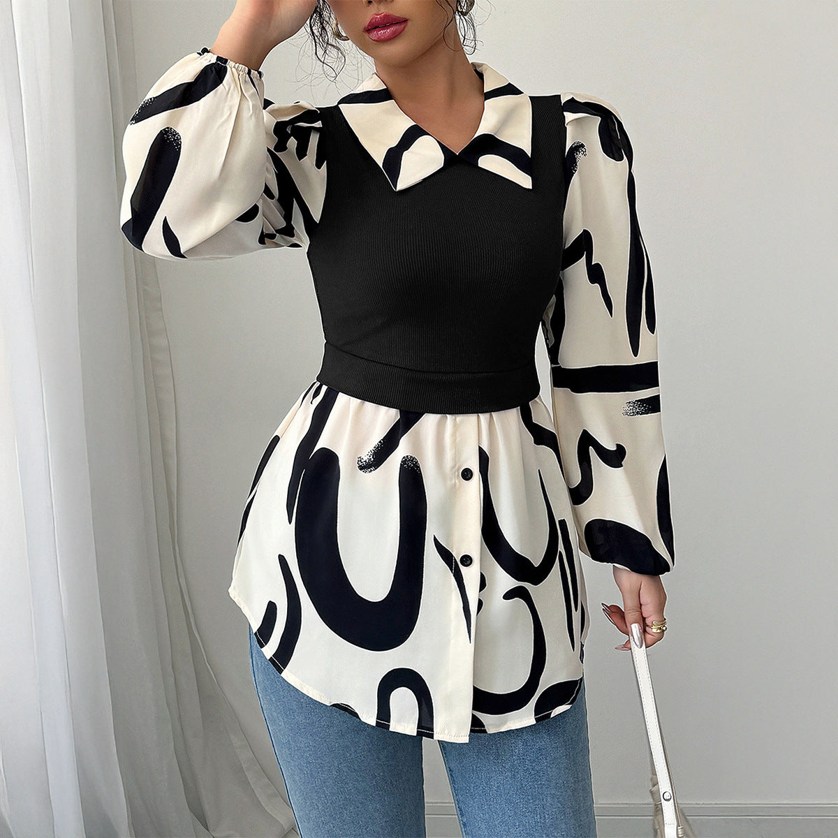 Women Clothing Autumn Casual Vacation Advanced Printed Vest Top Shirt