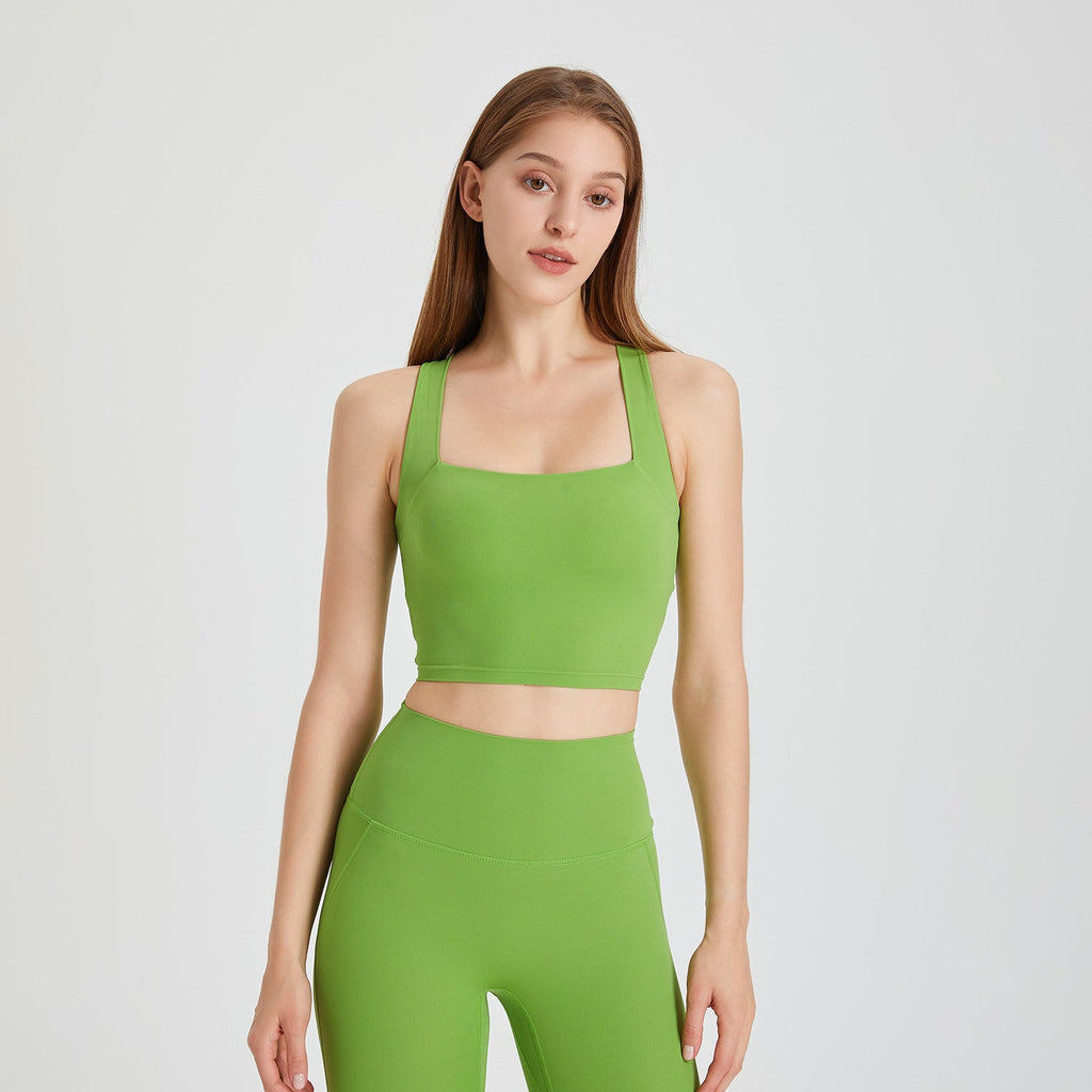 Nude Feel Nahtloser stoßfester Sport-BH Damen Beauty-Rücken Kreuz-Westen Lauf-Push-up Yoga Workout BH