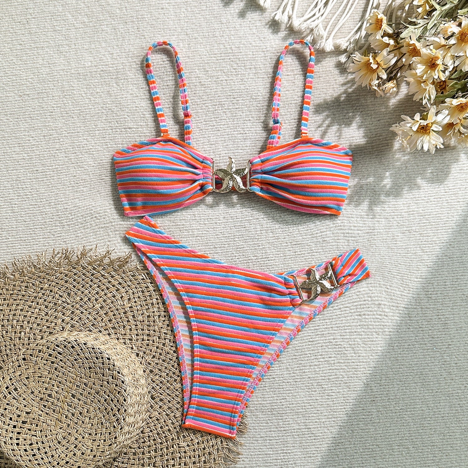 Sexy Striped Swimsuit Women Two Piece Bikini Swimsuit