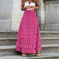 【MOQ-5 packs】 Skirt Women Autumn Elegant Solid Color High Waist Mesh A line Dress Puffy French Dress