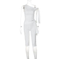 Women Clothing Summer Street Shooting Diagonal Collar Sleeveless Top Slim Fit Tied Shorts Suit