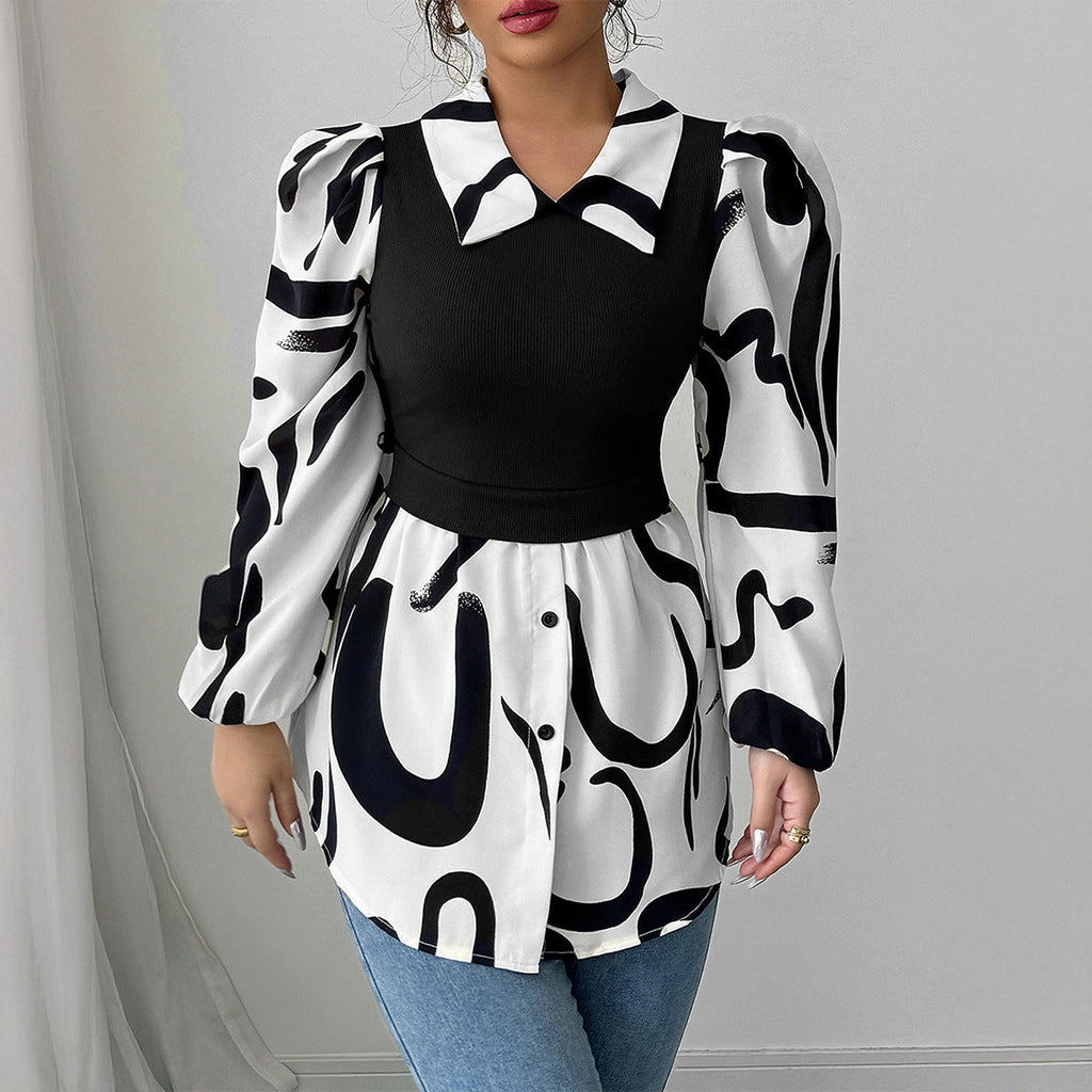Women Clothing Autumn Casual Vacation Advanced Printed Vest Top Shirt
