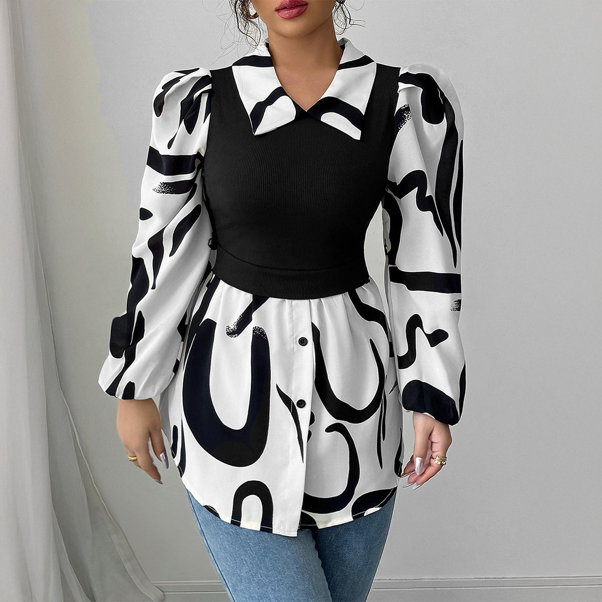 Women Clothing Autumn Casual Vacation Advanced Printed Vest Top Shirt