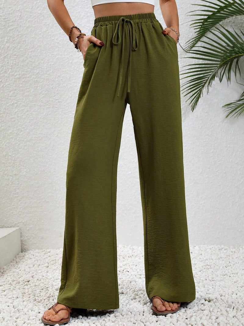 Damenbekleidung Frühling Sommer Einfarbige Mop-Hose mit weitem Bein Freizeit-Hose