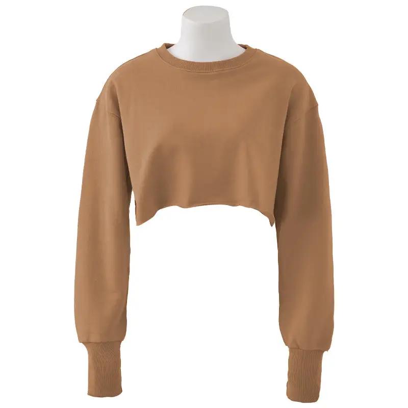 Cropped Cropped Hoodie Women Clothing Fleece Lined Pullover Long Sleeve Yoga Fitness Sports Coat by Wanita Store