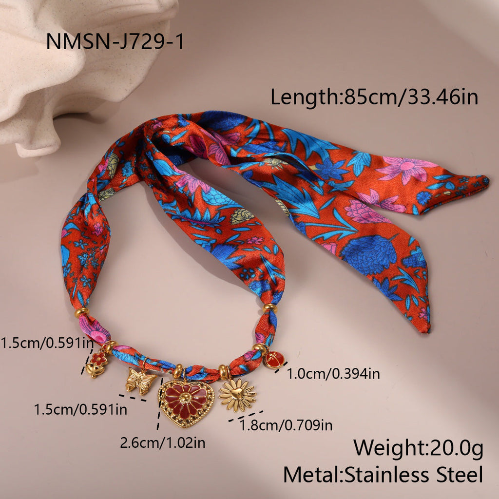 Elegant Colorful Scarf Series Stainless Steel Embellished Heart-Shaped Gorgeous Vacation Hand Jewelry