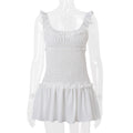 Damen Kleidung Frühling Sexy Elegant Holzohr Plissiertes Trägerkleid Kurz für Frauen