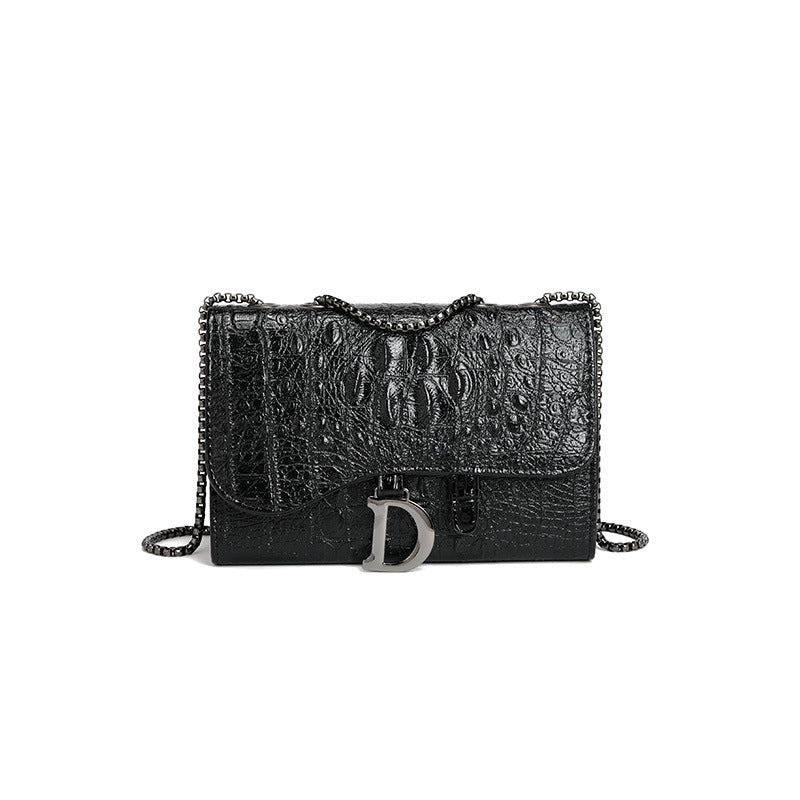 Umhängetasche Damen Tasche Sommer Retro Kette Text Krokodilmuster Kleine Quadratische Tasche