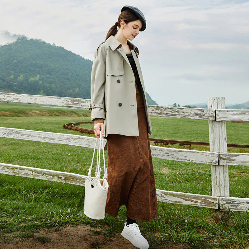 Element Mid Length Trenchcoat für Damen Frühling Herbst Stilvoller Eleganter Trenchcoat Mantel für Damen