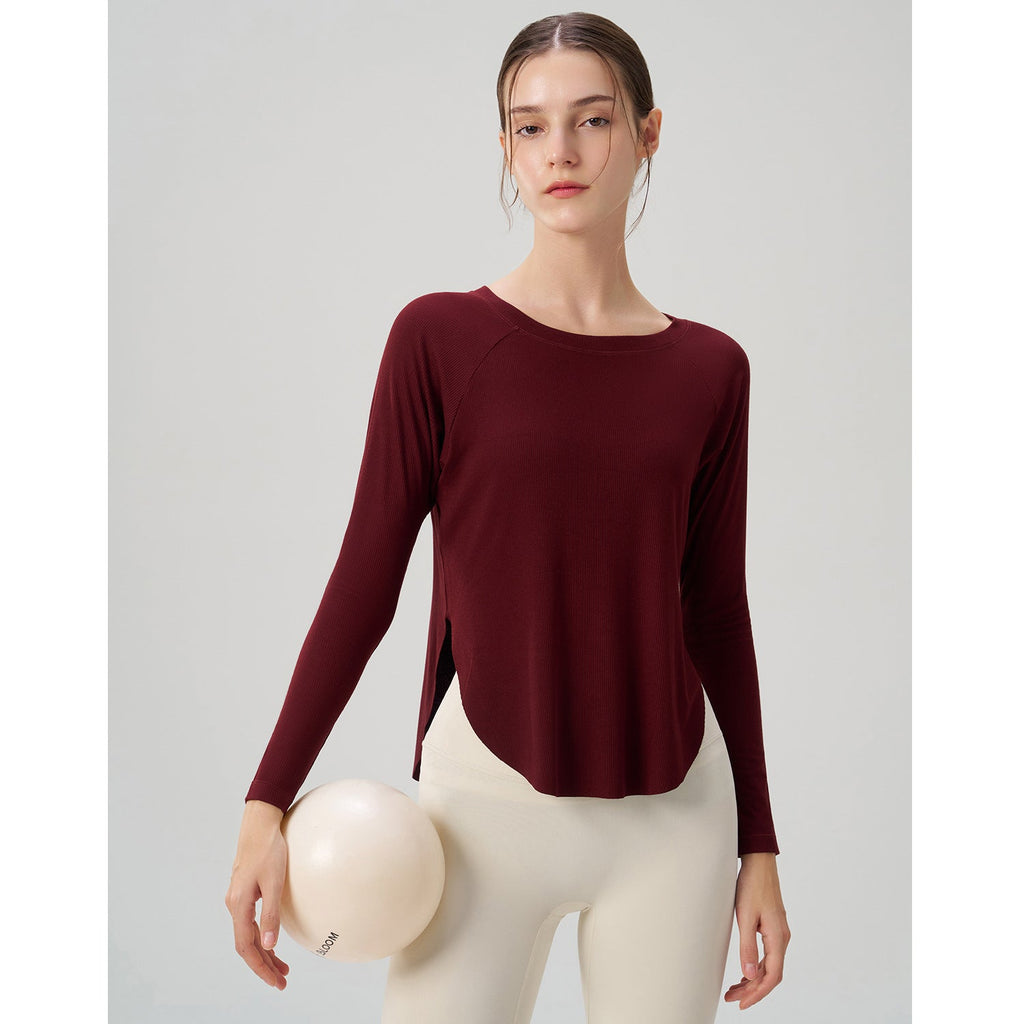 Herbst Nude-Feel Yoga-Kleidung Damen Locker Sexy schulterfrei Yoga Jacke Lässige Drape Sport Langarm Top