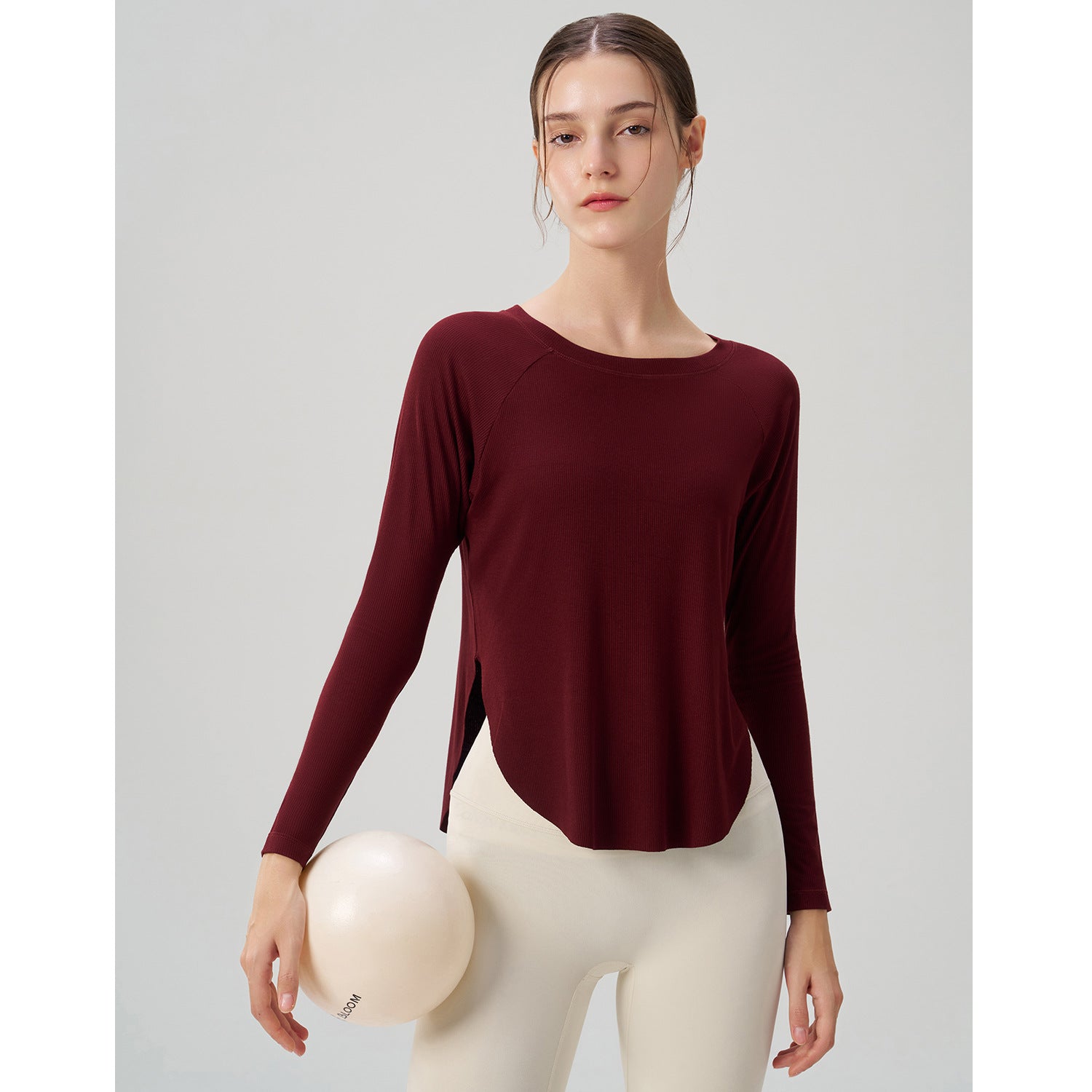 Herbst Nude-Feel Yoga-Kleidung Damen Locker Sexy schulterfrei Yoga Jacke Lässige Drape Sport Langarm Top