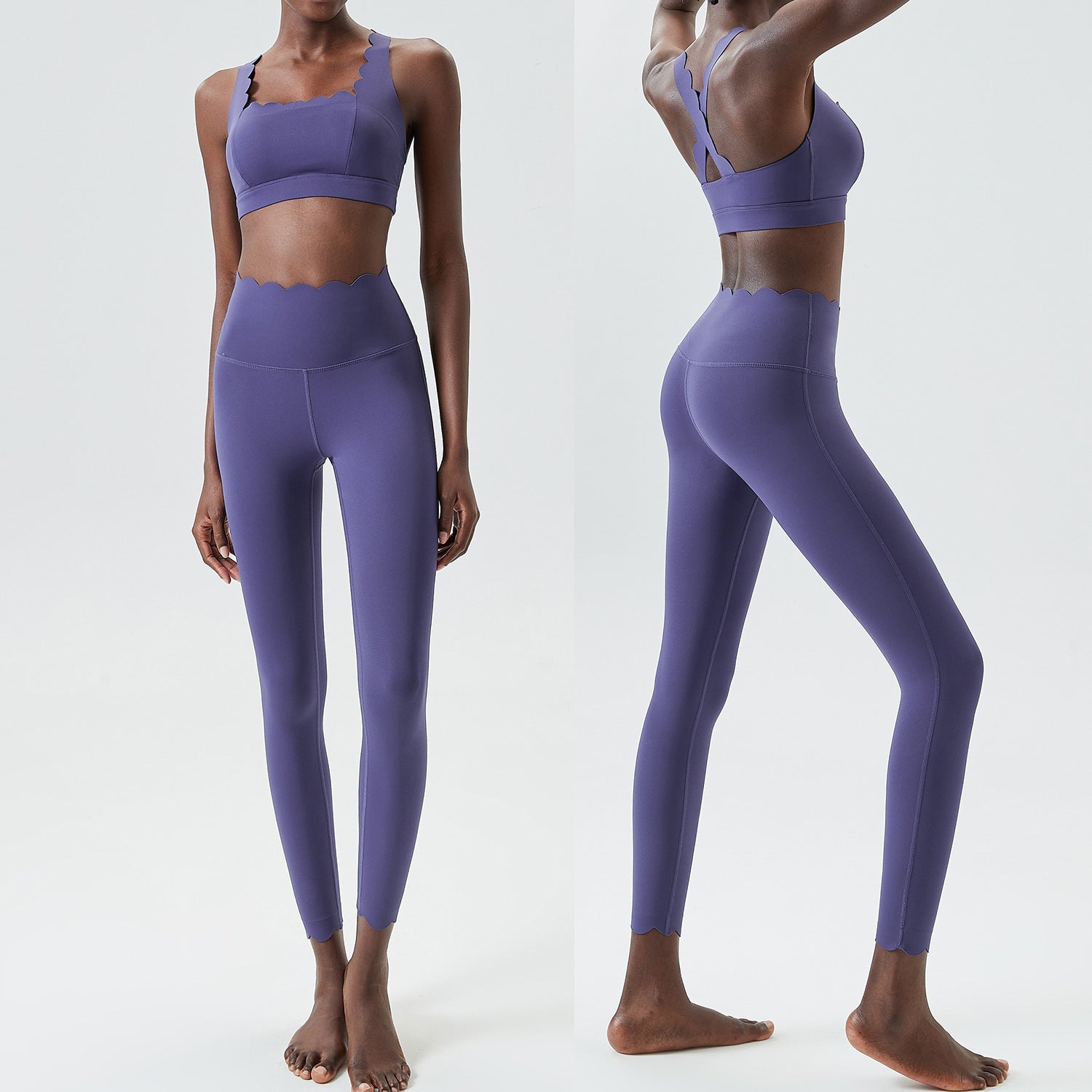 Small Wave Yoga-Anzug Suit Damen Enganliegender Sport-Fitness-Anzug Zweiteiliger Quick Dry Anzug