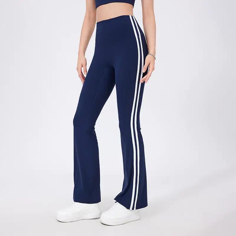 High Waist Yoga Pants Sexy Running Sports Peach Hip Raise Fitness Pants Nude Feel Stretch Flared Pants by Wanita Store