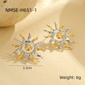 Stainless Steel Twisted Sunflower Earrings 18K Gold Vintage Stainless Steel Studs Earrings