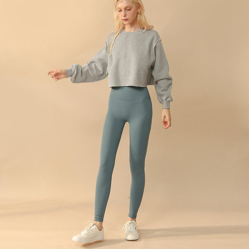 Fleecegefüttertes, langärmeliges Fitness-Yoga-Oberteil für Damen, kurzes Sport-Sweatshirt