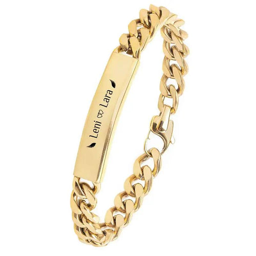 18K Vacuum Gold Plated Titanium Steel Bracelet Laser Laser Letter Graphic Number Stainless Steel Bracelet by Wanita Store