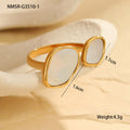 Irregular Asymmetric Design Geometric Abstract White Shell Stainless Steel Ring 18K Gold Twist Hand Jewelry