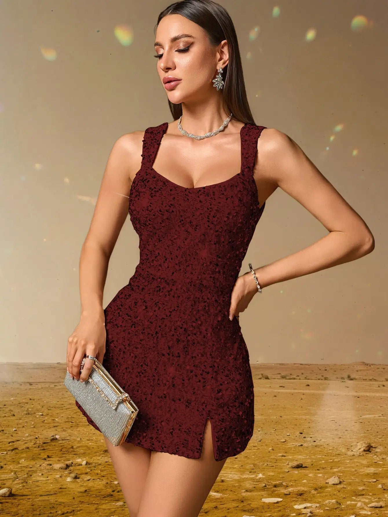 Sexy Sequined Cami Dress Women Clothing Birthday Party Dress by Wanita Store