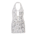 Women Clothing Nightclub Sequined Decorative Plush Sexy Backless Dress