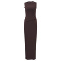 Summer Solid Color round Neck Unrepaired Irregular Asymmetric Top High Waist Dress Slim Fit Two Piece Sets