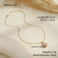 Inlaid Zircon Rotatable Clover Stainless Steel Necklace Light Luxury Titanium Steel Ring Hand Jewelry