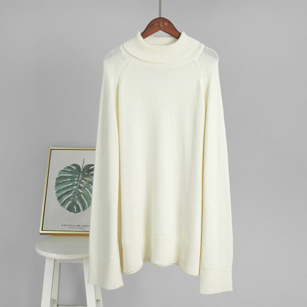 Wool Turtleneck Sweater Autumn Winter Loose Pullover Sweater Thermal Knitting Sweater for Women